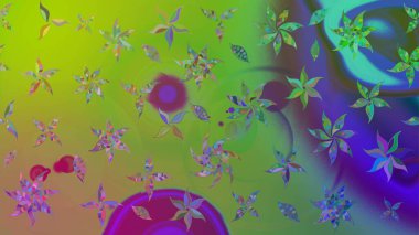 El çizimi çiçek çizimi deseni (fayans). Şirin çiçekli, desenli, yeşil renkli bir eskiz deseni. Tekstil için suluboya çizim deseni.