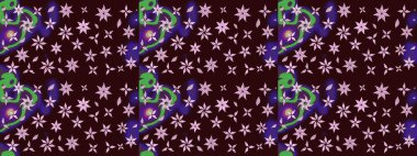 Kahverengi renklerde. Raster illüstrasyonu. Kahverengi renkte kahverengi papatya deseni.