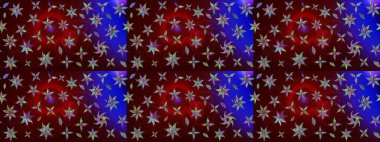 Renkli Bahar Teması eskiz kalıbı. Düz Çiçek Elementleri Tasarımı. Kahverengi renkli çiçekler. Raster illüstrasyonunda çiçek deseni çizimi.