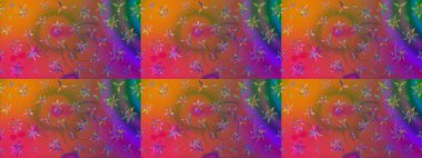 Kahverengi renklere karalama yapan çiçek desenli çizim. Raster illüstrasyonu.