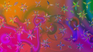 Raster resim. Güzel kumaş deseni. Doodle çiçekler ve dalları, otlar ve çiçekler. Elle çizilmiş.