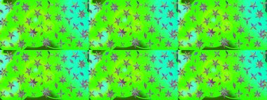 Raster illüstrasyonu. Yeşil renkte karalamalı çiçek deseni çiz.