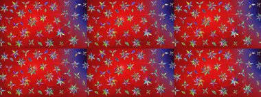 Raster illüstrasyonu. Çiçekli karalama şeklinde Raster çiçek deseni. Kibarca, bahar çiçekleri kırmızı renklerde.