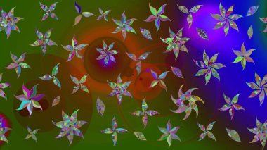 Tekstil için suluboya eskiz deseni. Şirin çiçekli, desenli, yeşil renkli bir eskiz deseni. El çizimi çiçek çizimi deseni (fayans)).