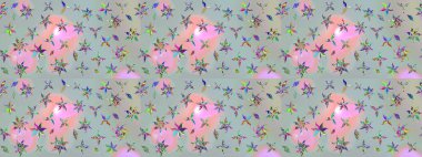 Raster hisseleri. Suluboya, elle çizilmiş. Eskiz arkaplan modeli. Gri üzerine çiçekler.