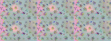 Çiçek arkaplanlı soyut zarafet eskiz deseni. Raster Güzel kumaş deseni.