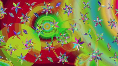 Yumuşak, yeşil renkli yaz çiçekleri. Raster illüstrasyonu. Raster çiçek desenli ve çiçekli..