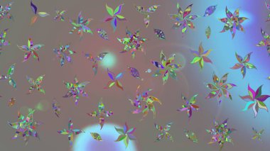 Asya tekstil tarzında. Gri renkli çiçekler. Raster illüstrasyonu. Çiçek desenli çizim. Raster illüstrasyonu.