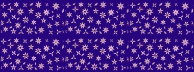 Hediye ambalaj kağıdı, tebrik kartları, posterler ve pankart tasarımı. Raster düz çiçek çizim deseni. Mavi renkte çiçekler.