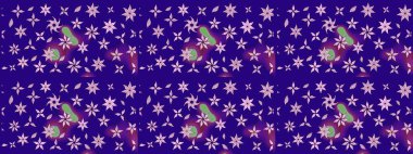 Kabile sanatı boho baskısı, klasik çiçek arkaplanı. Soyut etnik raster çizim kalıbı. Arkaplan dokusu, duvar kağıdı, mavi renkli çiçek teması.