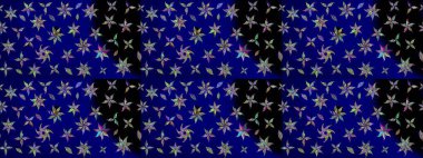 Raster illüstrasyonu. Mavi renkte karalamalı çiçek deseni çiz.