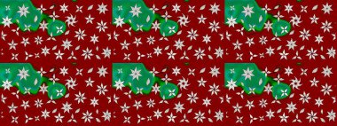 Çiçekler. Soyut etnik raster çizim kalıbı. Vadinin çiçekleri kırmızı renklerde.