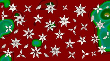 Raster illüstrasyonu. Kırmızı kıvırcık çiçekler kırmızı renklerde şekillenir. Klasik çiçek tasarım elementleri.