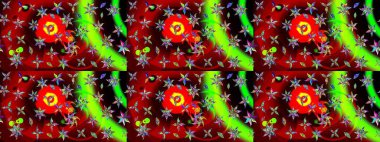 Raster illüstrasyonu. Kumaş, tekstil, duvar kağıdı baskısı için. Miles Fleur, süslü püslü bir süs. Eski usul. Tomurcukları papatya çiçekleri olan sevimli bir çiçek deseni. Taslak arkaplan.