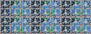 Raster illüstrasyonunda kusursuz çiçek deseni. Mavi renkte çiçekler.