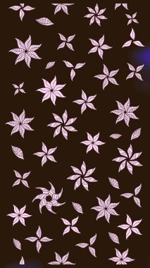 Küçük çiçekteki sevimli çiçek deseni. Kahverengi renkte yaz çiçekleri. Raster deseni. Raster illüstrasyonu.