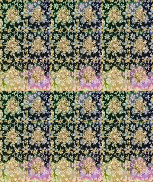 Raster illüstrasyonu. Klasik altın desenli eskiz. Gri renkli ve altın elementli altın eskiz deseni. Tekrarlayan ögelerle soyut arkaplan Raster.