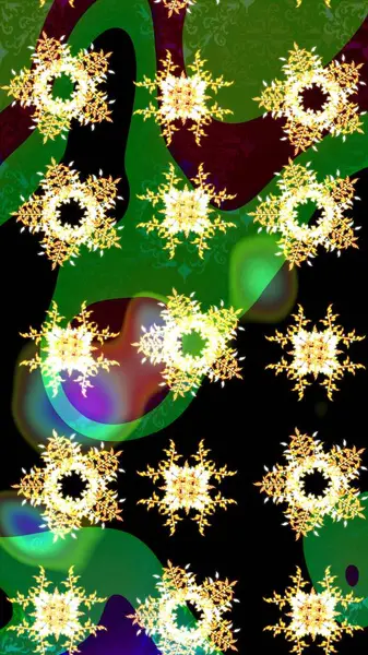 Yeşil, siyah ve kahverengi renkler üzerine tasarım. Raster kış deseni. Raster illüstrasyonu. Çiçek Elementleri ile soyut arkaplan.