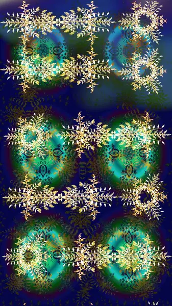 Mavi, yeşil ve gri renklerde Asya tekstili. Suluboya çiçekli çiçek deseni. Raster illüstrasyonu.