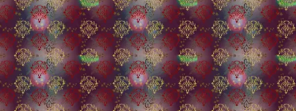 İşlemeli çiçekli, dikişsiz desen. Renkli grunge, soyut arka planda, koyu kahverengi, mor ve gri çiçeklerle zenginleşir. İzler, kumaş, duvar kağıtları, tekstil için raster dokusu.