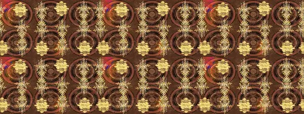 Kar tanelerinin soyut arkaplanlı Noel şablonu. Renkler. Noel ve yeni yıl moda baskıları için tatil tasarımı. Kahverengi, sarı ve bej kar taneleri. Raster illüstrasyonu.