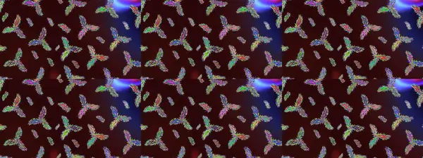 Kahverengi, mavi ve mor renkler. Raster illüstrasyonu. Kar tanelerinin soyut arkaplanlı Noel şablonu. Noel ve Yeni Yıl moda baskıları için tatil tasarımı.