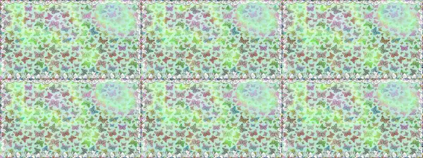 Kelebek desenli güzel çizim tasarımı. Tarafsız, yeşil ve gri renkli resimler.