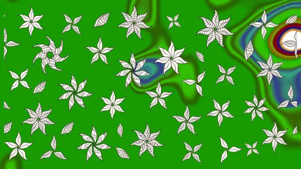 Renkli Bahar Teması eskiz kalıbı. Düz Çiçek Elementleri Tasarımı. Raster illüstrasyonundaki çiçek desenli çizim. Yeşil renkte çiçekler.