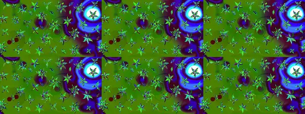 Çiçekli karalama şeklinde Raster çiçek deseni. Yeşil renkli çiçekler. Yumuşak, bahar çiçekli arka plan.