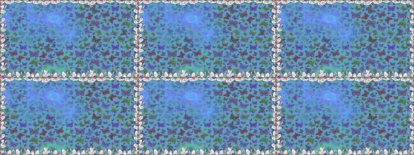 Yumuşak mavi arka planda izole edilmiş şirin yaban sinekleri. Mavi renkleri yakından izle. Sanat retro kaplanabilir açılış tasarımı tarzında serbest doğrusal mürekkep el logosu.