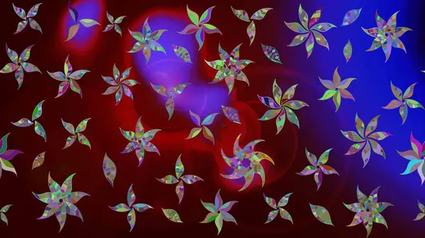 Düz Çiçek Elementleri Tasarımı. Kahverengi renkli çiçekler. Raster Illustrasyon 'daki Çiçek Deseni' nin son moda çizimi. Renkli Yaz Teması çizim şablonu.