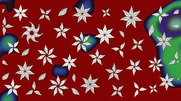 Kırmızı renkte çiçekler. Raster illüstrasyonunda çiçek deseni çizimi.