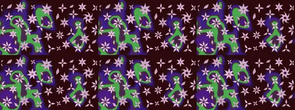 Kahverengi renklerde. Çiçek buketleriyle klasik bir eskiz şekli. Raster illüstrasyonu.