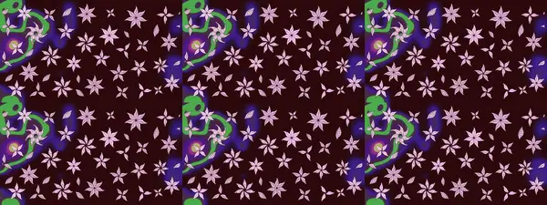 Kahverengi renklerde. Raster illüstrasyonu. Kahverengi renkte kahverengi papatya deseni.