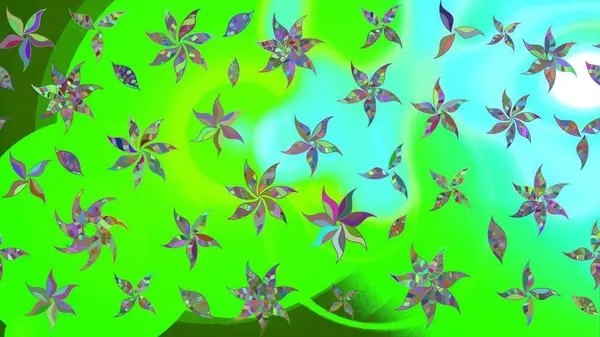 Soyut etnik raster çizim kalıbı. Arkaplan dokusu, duvar kağıdı, yeşil renkli çiçek teması. Kabile sanatı boho baskısı, klasik çiçek arkaplanı.