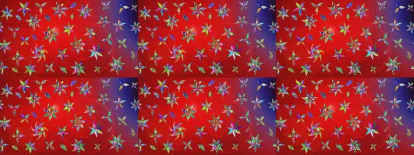 Raster illüstrasyonu. Çiçekli karalama şeklinde Raster çiçek deseni. Kibarca, bahar çiçekleri kırmızı renklerde.