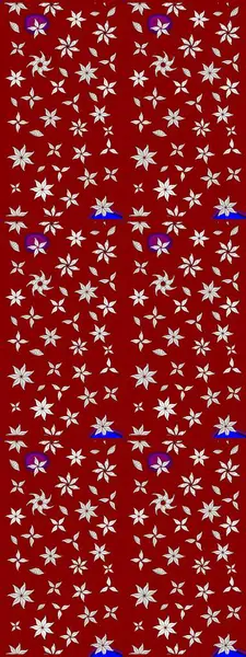 Güzel kumaş deseni. Asya tekstil tarzında. Raster illüstrasyonu. Düz Çiçek Elementleri Tasarımı. Renkli Bahar Teması eskiz kalıbı. Çiçek desenini çiz.