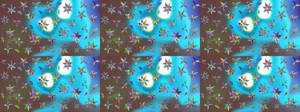 Renkli Yaz Temalı eskiz kalıbı. Güzel kumaş deseni. Düz Çiçek Elementleri Tasarımı. Raster illüstrasyonunda çiçek deseni çizimi.