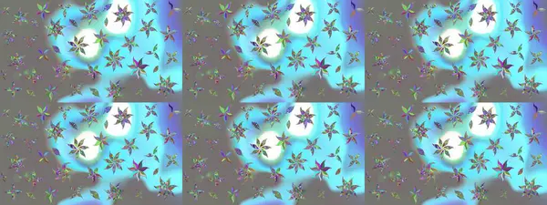 Mavi renkte manzaralı çiçek deseni. Sevgililer günü ve tebrik kartı konsepti için şık bir davetiye. Üst manzara, yumuşak stil. Çiçek kompozisyonu, el boyası, hassas şablon..