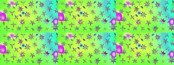 Yeşil renkli çiçekler. Raster illüstrasyonu. El çizimi çiçekli soyut çizim deseni.