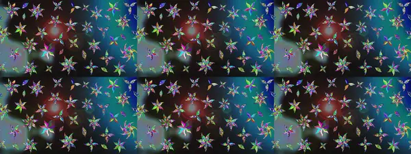 Raster illüstrasyonu. Küçük çiçekli yay deseni çiz. Suluboya tarzında gri renkler üzerine.