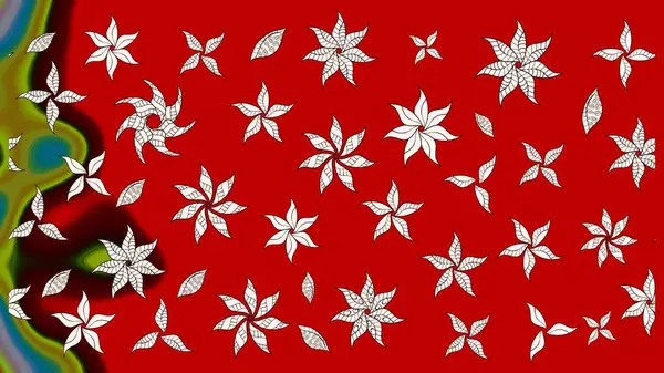 Kibarca, kırmızı renkte yaz çiçekleri. Raster deseni. Küçük çiçekteki sevimli çiçek deseni. Raster illüstrasyonu.