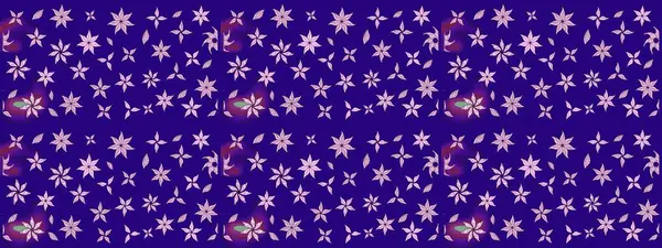 Raster Illustrasyon 'daki Çiçek Deseni' nin son moda çizimi. Renkli Yaz Temalı eskiz kalıbı. Mavi renkli çiçekler. Düz Çiçek Elementleri Tasarımı.