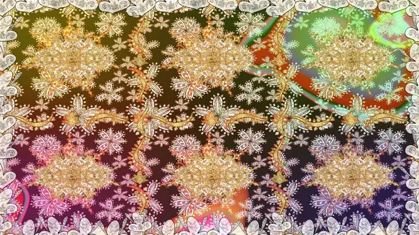 Kahverengi renklerde altın desenler ve altın elementler. Klasik klasik klasik arka plan. Kusursuz klasik raster altın desenli. Geleneksel oryantasyon süsü.