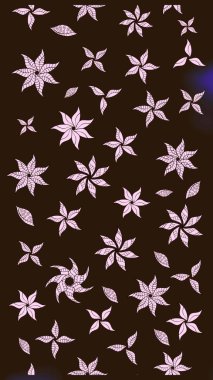 Küçük çiçekteki sevimli çiçek deseni. Kahverengi renkte yaz çiçekleri. Raster deseni. Raster illüstrasyonu.