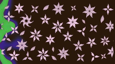Hediye ambalaj kağıdı, tebrik kartları, posterler ve pankart tasarımı. Raster düz çiçek çizim deseni. Kahverengi renkte çiçekler.