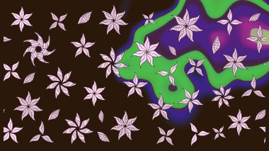 Düz Çiçek Elementleri Tasarımı. Renkli Bahar Teması eskiz kalıbı. Parlak arkaplan eskiz desenli çiçekli fantezi tasarımı.