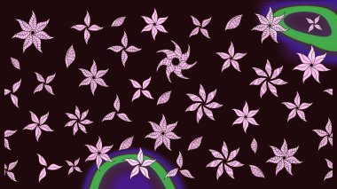 Çiçek süslemeli çizim deseni. Raster illüstrasyonu. Kahverengi renkte çiçekler.