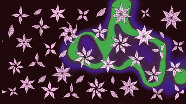 Çiçekli, yapraklı, çiçek desenli eskiz. Raster illüstrasyonu. El çizimi.