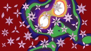 Raster çiçek izi. Çiçek kırmızısı eskiz deseni. Raster Yumuşak kumaş deseni. Klasik taslak çizimi.